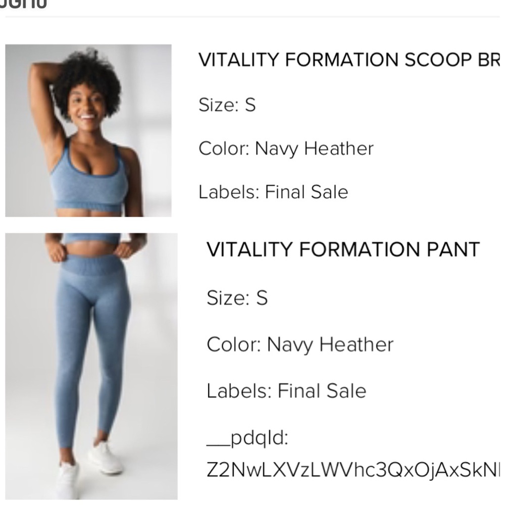 Vitality Formation Scoop Bra and Pant Set in Navy Heather